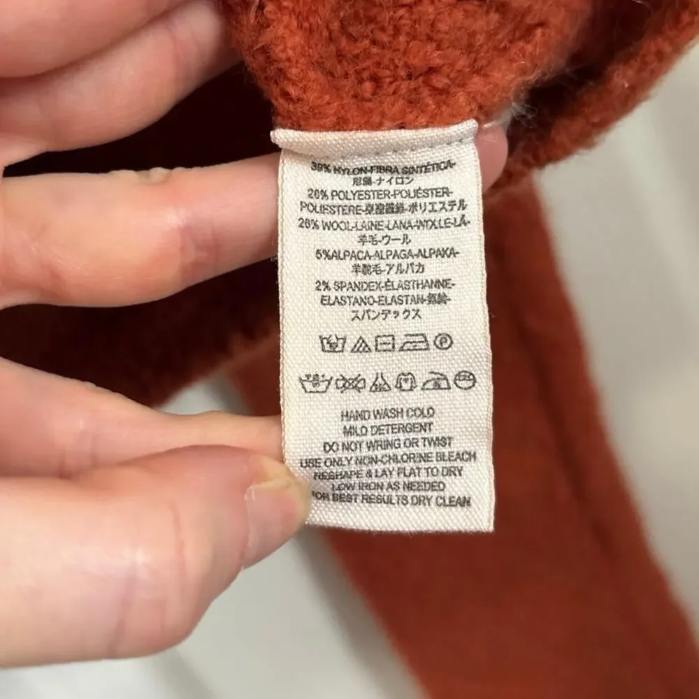 Free People Stormy Terracotta Orange Fuzzy Cowl Neck Sweater Size Small